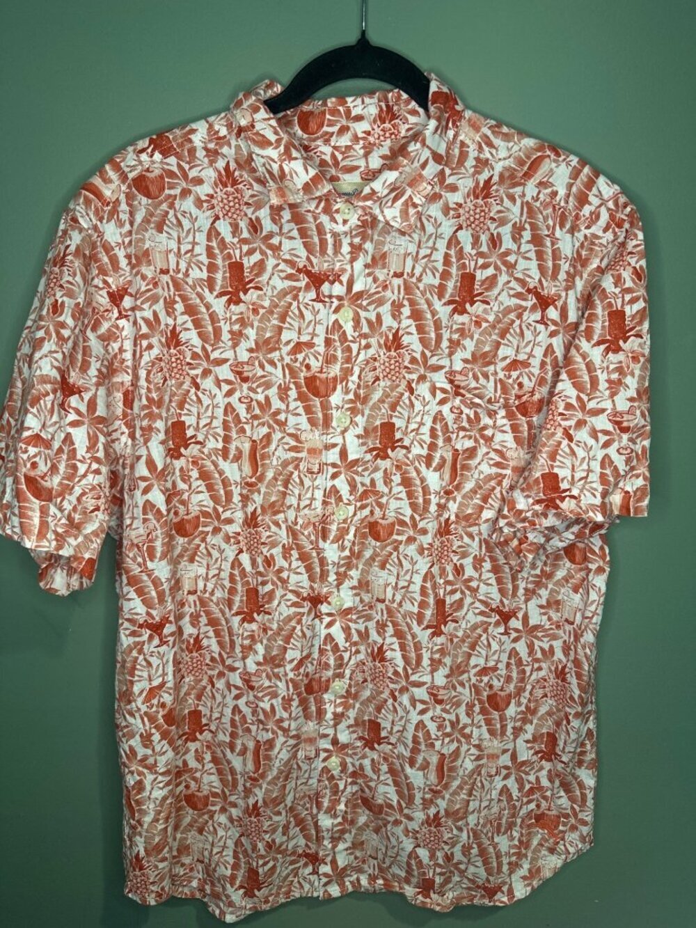 Tommy Bahama Tropical Banana Leaf Shirt Size L Cotton Resort Aloha Casual resort